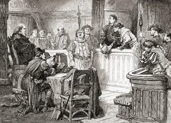 Scène de la pièce de William Shakespeare, Mesure pour Mesure, Acte II, Scène 1, de Les Œuvres de William Shakespeare, publié en 1896